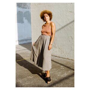 Curator SF Fawn Skirt in Oat & Black Stripe